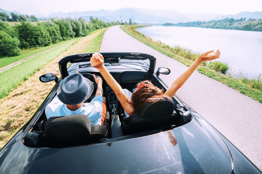 Convertible on an open road